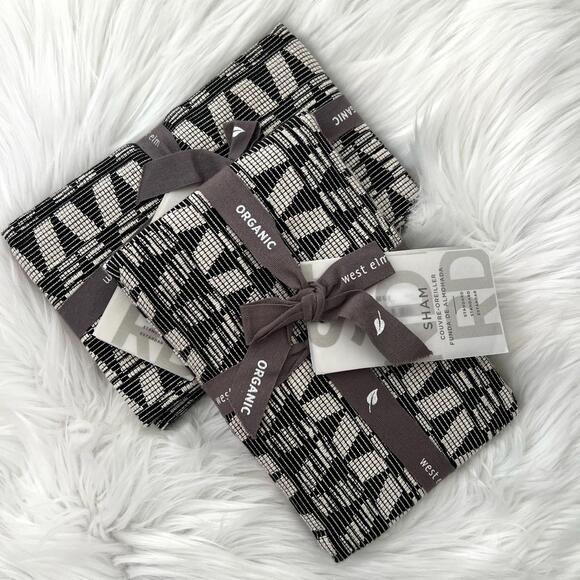 West Elm Other - Lot 2 NWT West Elm Black ivory geometric Organic Cotton Standard shams 26” x 20”